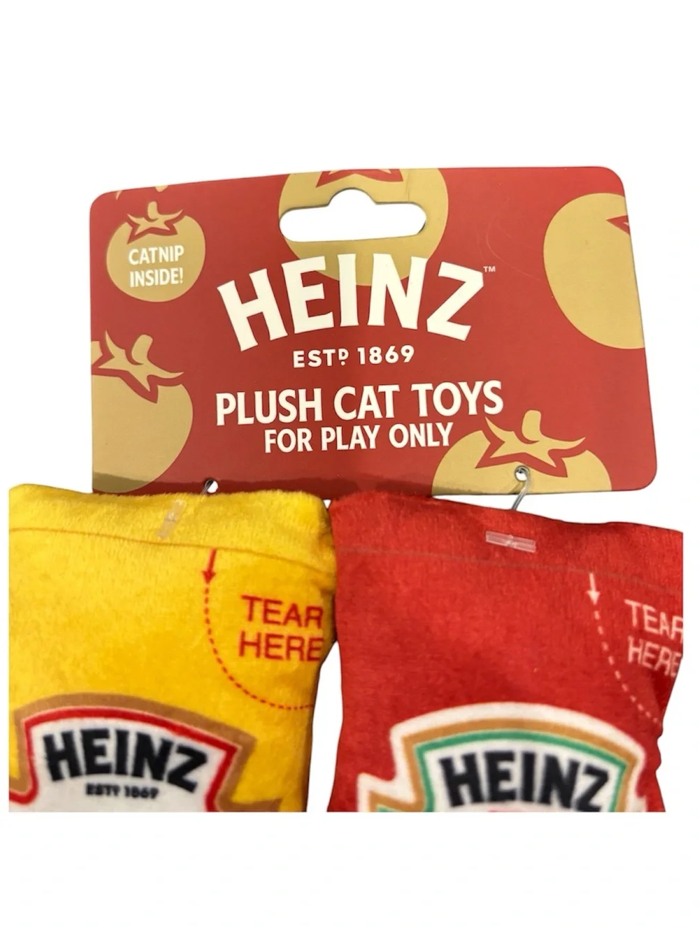 Heinz Plush Cat Toys - Yellow Mustard & Tomato Ketchup NEW